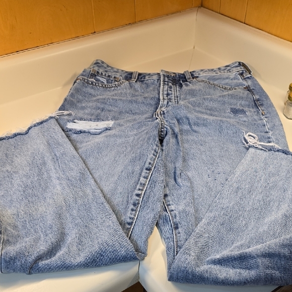 Old Navy Extra High-Rise Straight Jeans 12 Tall - Blue Distressed - Picture 6 of 8